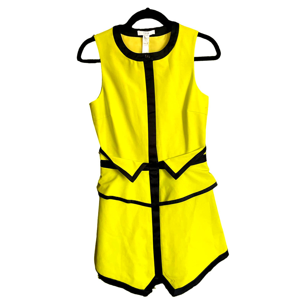 ICB New York Womens Colorblock Cocktail Dress Sleeveless Size 2 Yellow/Black